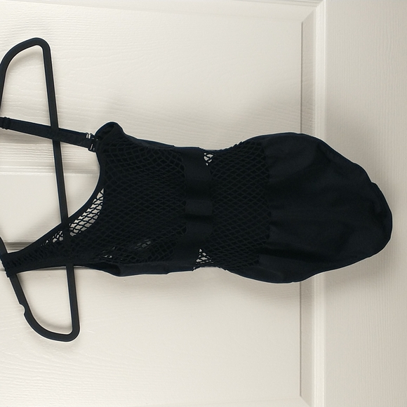 IVY PARK Womens Black Fishnet Convertible One Shoulder Bodysuit Small Medium - Picture 6 of 11